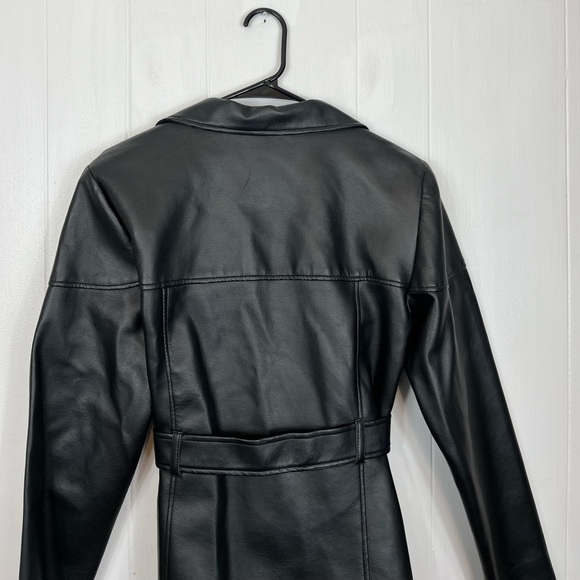 Vintage Faux Leather Belted Jacket Sz L - Picture 7 of 9